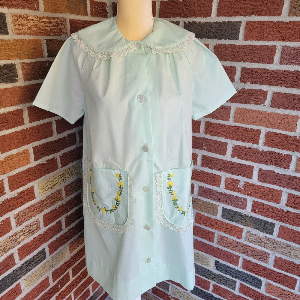 Leisure Life Housedress Robe Duster Housecoat Pockets 60s Vintage Size 10